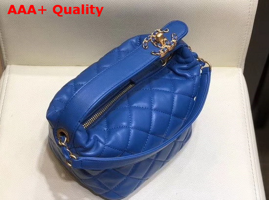 Chanel Small Hobo Bag in Blue Lambskin Gold Metal AS1745 Replica