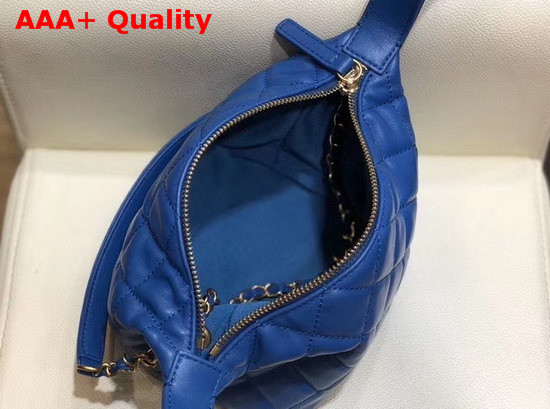 Chanel Small Hobo Bag in Blue Lambskin Gold Metal AS1745 Replica