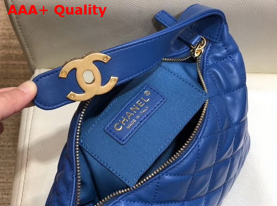 Chanel Small Hobo Bag in Blue Lambskin Gold Metal AS1745 Replica