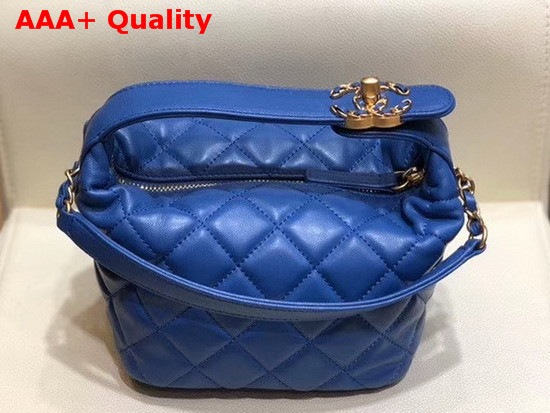 Chanel Small Hobo Bag in Blue Lambskin Gold Metal AS1745 Replica