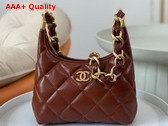 Chanel Small Hobo Bag in Brown Shiny Lambskin Gold Tone Metal AS4922 Replica