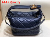 Chanel Small Hobo Bag in Dark Blue Lambskin Gold Metal AS1745 Replica