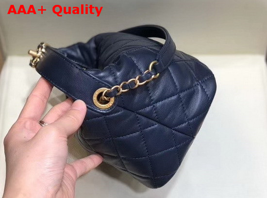 Chanel Small Hobo Bag in Dark Blue Lambskin Gold Metal AS1745 Replica