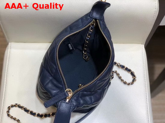 Chanel Small Hobo Bag in Dark Blue Lambskin Gold Metal AS1745 Replica