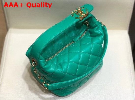 Chanel Small Hobo Bag in Green Lambskin Gold Metal AS1745 Replica