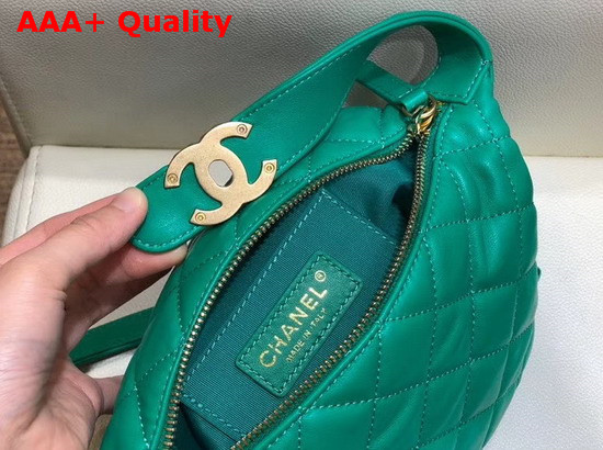 Chanel Small Hobo Bag in Green Lambskin Gold Metal AS1745 Replica