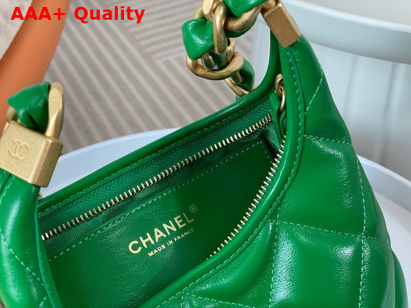 Chanel Small Hobo Bag in Green Shiny Lambskin Gold Tone Metal AS4922 Replica