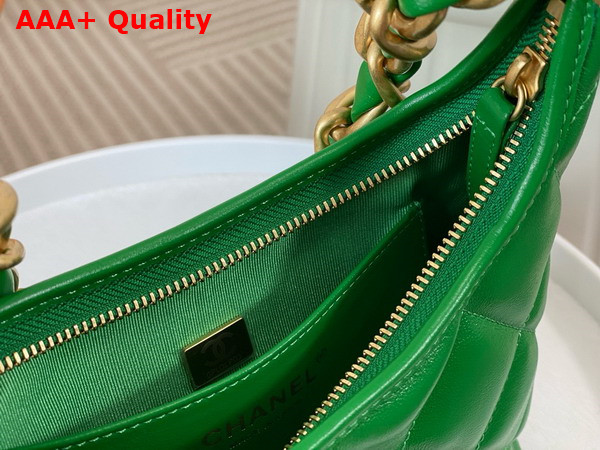 Chanel Small Hobo Bag in Green Shiny Lambskin Gold Tone Metal AS4922 Replica