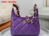 Chanel Small Hobo Bag in Light Purple Shiny Lambskin Gold Tone Metal AS4922 Replica