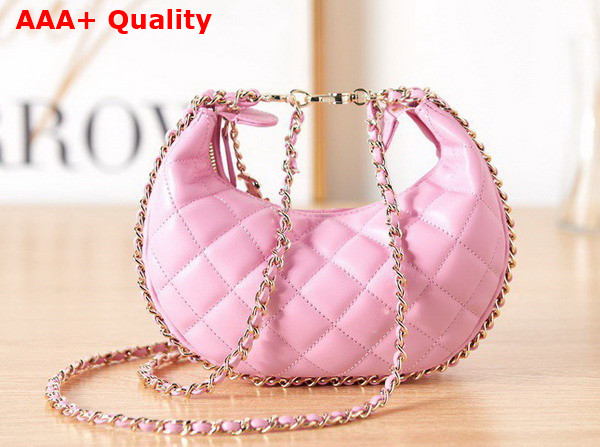 Chanel Small Hobo Bag in Lilac Lambskin Shiny Light Gold Metal AS3917 Replica