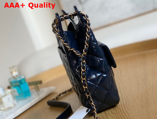 Chanel Small Hobo Bag in Navy Blue Shiny Crumpled Calfskin Gold Tone Metal AS3690 Replica