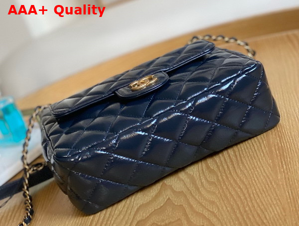 Chanel Small Hobo Bag in Navy Blue Shiny Crumpled Calfskin Gold Tone Metal AS3690 Replica