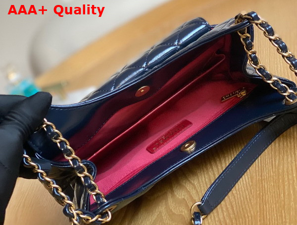 Chanel Small Hobo Bag in Navy Blue Shiny Crumpled Calfskin Gold Tone Metal AS3690 Replica