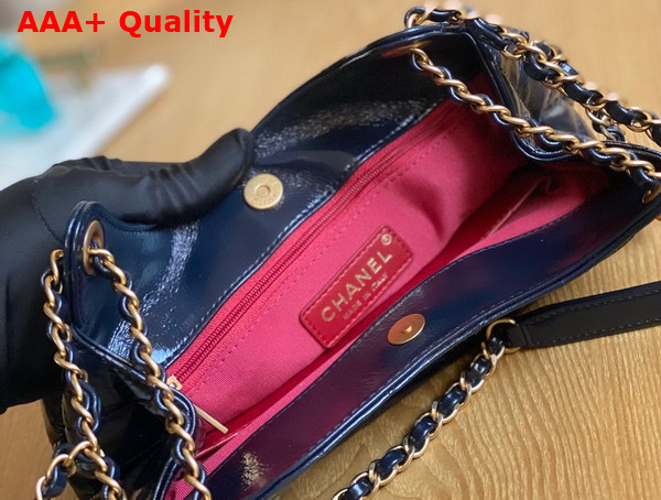 Chanel Small Hobo Bag in Navy Blue Shiny Crumpled Calfskin Gold Tone Metal AS3690 Replica