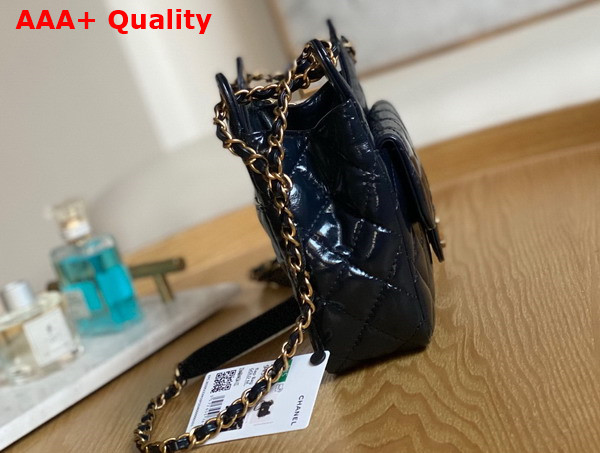 Chanel Small Hobo Bag in Navy Blue Shiny Crumpled Calfskin Gold Tone Metal AS3710 Replica