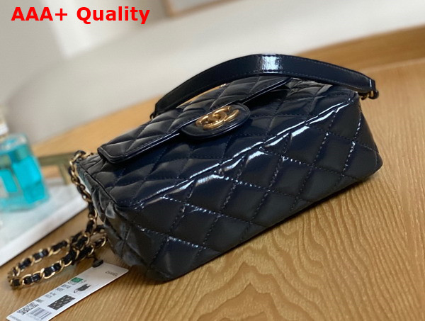 Chanel Small Hobo Bag in Navy Blue Shiny Crumpled Calfskin Gold Tone Metal AS3710 Replica