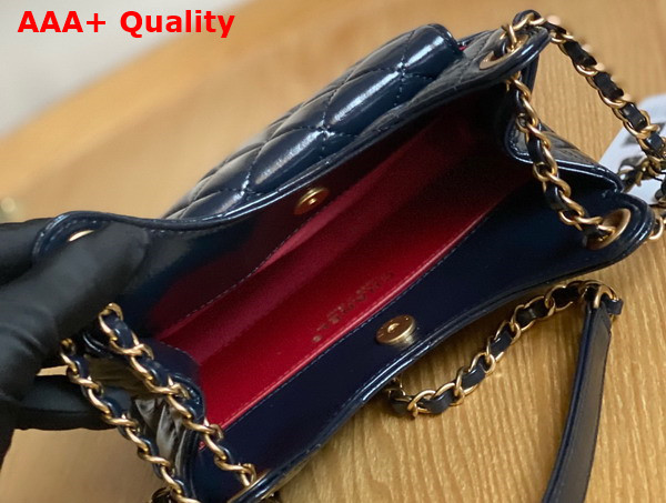 Chanel Small Hobo Bag in Navy Blue Shiny Crumpled Calfskin Gold Tone Metal AS3710 Replica