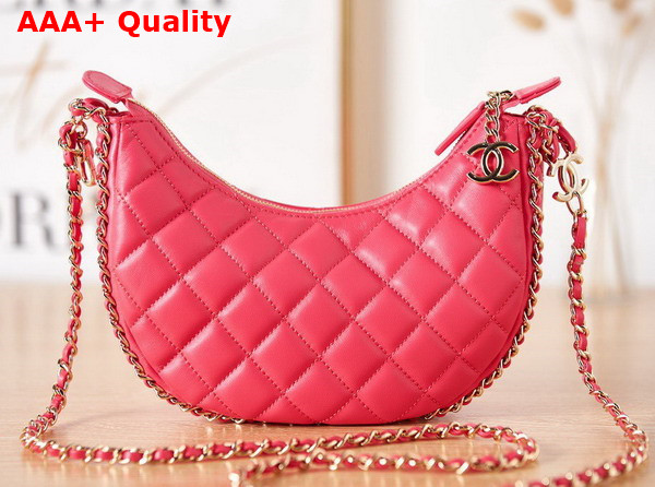 Chanel Small Hobo Bag in Rose Lambskin Shiny Light Gold Metal AS3917 Replica