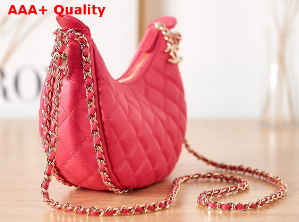 Chanel Small Hobo Bag in Rose Lambskin Shiny Light Gold Metal AS3917 Replica