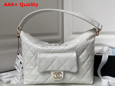 Chanel Small Hobo Bag in White Calfskin with Gold Tone Metal Replica