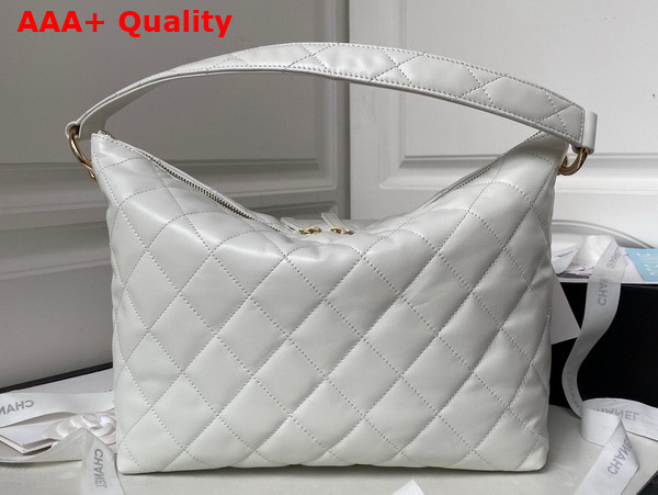 Chanel Small Hobo Bag in White Calfskin with Gold Tone Metal Replica