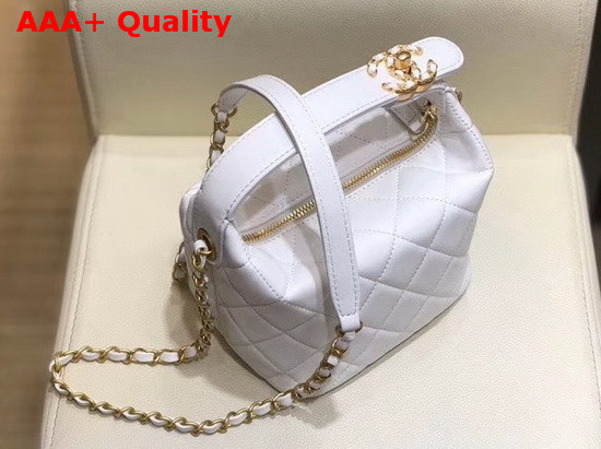 Chanel Small Hobo Bag in White Lambskin Gold Metal AS1745 Replica