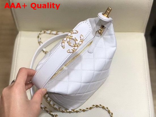 Chanel Small Hobo Bag in White Lambskin Gold Metal AS1745 Replica