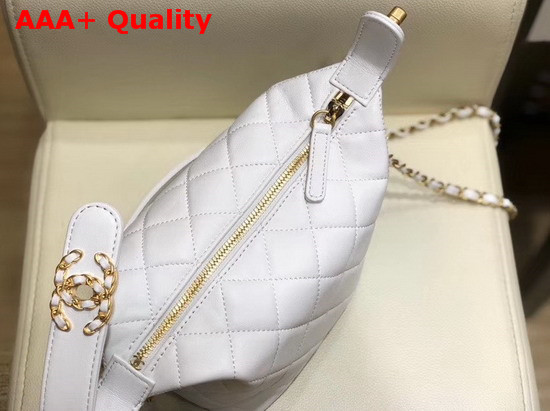 Chanel Small Hobo Bag in White Lambskin Gold Metal AS1745 Replica