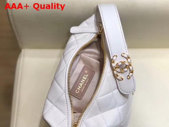 Chanel Small Hobo Bag in White Lambskin Gold Metal AS1745 Replica