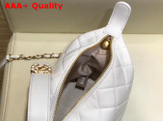 Chanel Small Hobo Bag in White Lambskin Gold Metal AS1745 Replica