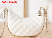 Chanel Small Hobo Bag in White Lambskin Shiny Light Gold Metal AS3917 Replica