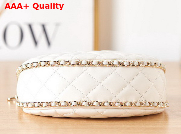 Chanel Small Hobo Bag in White Lambskin Shiny Light Gold Metal AS3917 Replica