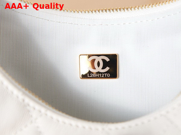 Chanel Small Hobo Bag in White Lambskin Shiny Light Gold Metal AS3917 Replica