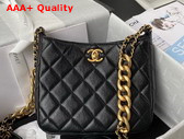 Chanel Small Hobo Handbag in Black Lambskin Gold Tone Metal Replica