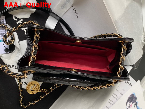 Chanel Small Hobo Handbag in Black Shiny Crumpled Calfskin Gold Tone Metal AS4323 Replica