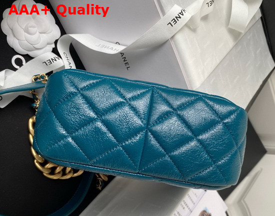 Chanel Small Hobo Handbag in Blue Lambskin Gold Tone Metal Replica