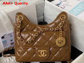 Chanel Small Hobo Handbag in Brown Shiny Crumpled Calfskin Gold Tone Metal AS4323 Replica