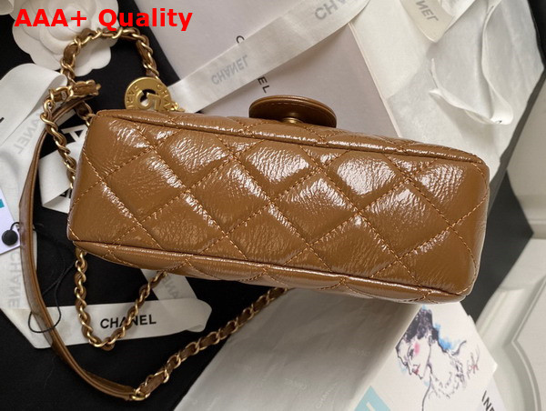 Chanel Small Hobo Handbag in Brown Shiny Crumpled Calfskin Gold Tone Metal AS4323 Replica