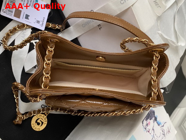 Chanel Small Hobo Handbag in Brown Shiny Crumpled Calfskin Gold Tone Metal AS4323 Replica