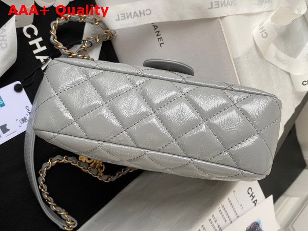 Chanel Small Hobo Handbag in Light Grey Shiny Crumpled Calfskin Gold Tone Metal AS4323 Replica