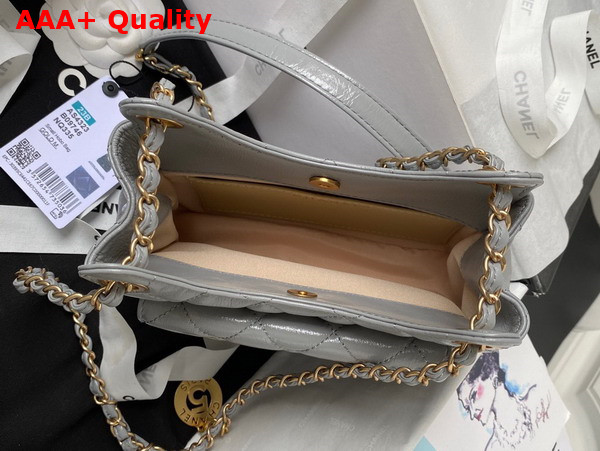 Chanel Small Hobo Handbag in Light Grey Shiny Crumpled Calfskin Gold Tone Metal AS4323 Replica