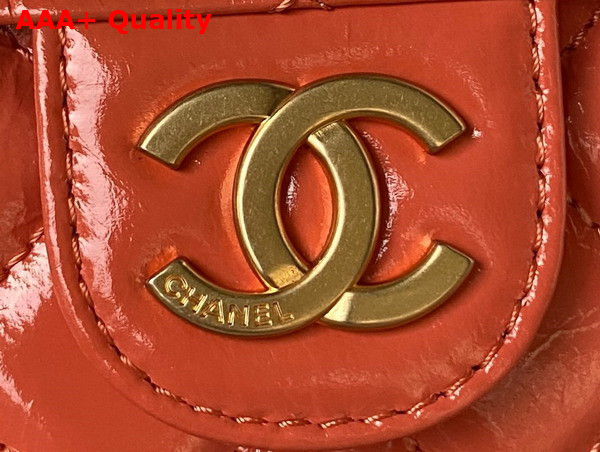 Chanel Small Hobo Handbag in Orange Shiny Crumpled Calfskin Gold Tone Metal AS4323 Replica