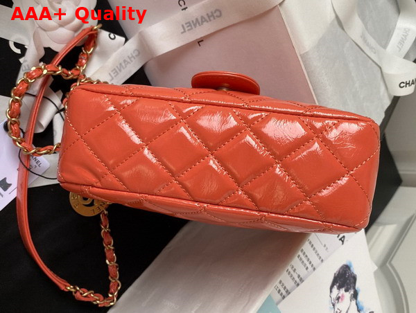 Chanel Small Hobo Handbag in Orange Shiny Crumpled Calfskin Gold Tone Metal AS4323 Replica