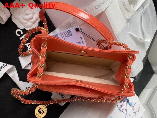 Chanel Small Hobo Handbag in Orange Shiny Crumpled Calfskin Gold Tone Metal AS4323 Replica