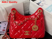 Chanel Small Hobo Handbag in Red Shiny Crumpled Calfskin Gold Tone Metal AS4323 Replica