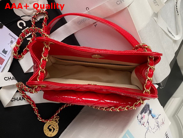 Chanel Small Hobo Handbag in Red Shiny Crumpled Calfskin Gold Tone Metal AS4323 Replica