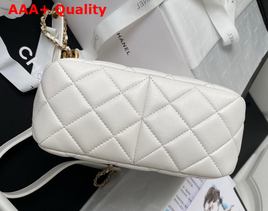 Chanel Small Hobo Handbag in White Lambskin Gold Tone Metal Replica