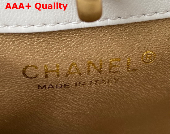 Chanel Small Hobo Handbag in White Lambskin Gold Tone Metal Replica