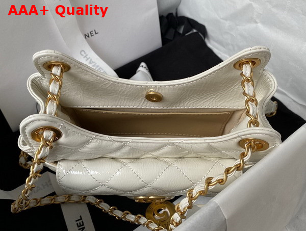 Chanel Small Hobo Handbag in White Shiny Crumpled Calfskin Gold Tone Metal AS4323 Replica