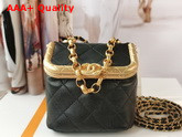 Chanel Small Kiss Lock Bag Black Lambskin and Gold Tone Metal AS1885 Replica